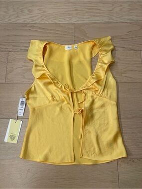 Aritzia Wilfred Yellow Ruffle Tie-Front Camisole